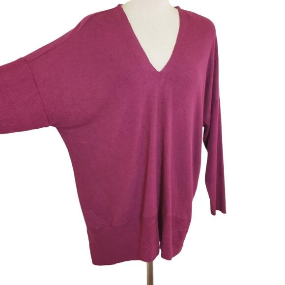 Style & Co 2XL Fuchsia Pullover Sweater V-Neck Drop Shoulder Long Sleeve NWT - Picture 3 of 9